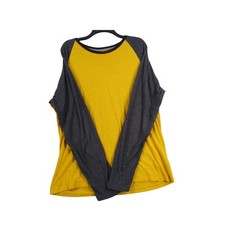 Old Navy Mens XL Soft-Washed Raglan Baseball Tee Mustard Yellow Charcoal Grey