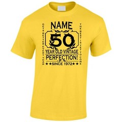 Men’s 50th Birthday T-Shirt Gift Add Name Age and Year Of Birth Customise