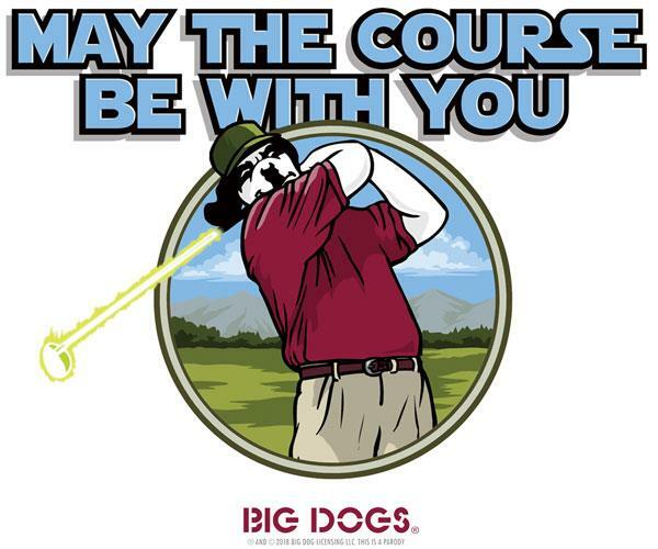 May the Course Be With You Big Dogs Golf Tee Shirt White XL 5X 6X Cotton New