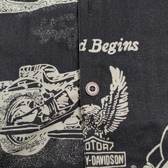 Vintage Harley Davison biker Hawaiian style all over print button up Shirt 2XL