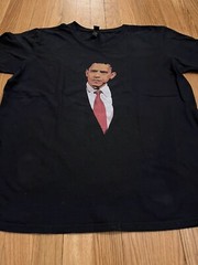 Barak Obama Anvil Lightweight T Shirt (Adult Large) Black V Neck