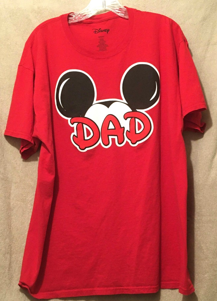 DAD Mickey Mouse Ears Red Disney T-Shirt Adult Size Extra Large Mens XL/XG 46/48