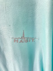 Habit Crooked ELM Graphic T-Shirt Mens M Aqua Blue Long Sleeve Solar Factor NWT