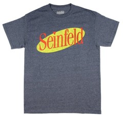 Seinfeld Shirt TV Show Distressed Logo Officially Licenced Tee Navy Mens L-XXL