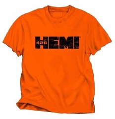 CHECKERED FLAG SPORTS DODGE HEMI 426 DISTRESSED LOGO MEN’S ORANGE TEE SHIRT