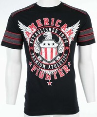 AMERICAN FIGHTER Excelsior Black Red Athletic Mens Crewneck T-shirt L-3XL NWT