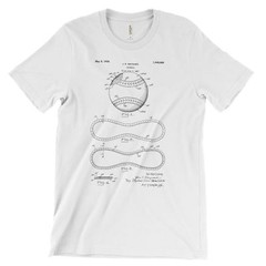 Baseball Patent T-Shirt.100% Cotton Comfy Tee on Black White or Gray. NEW