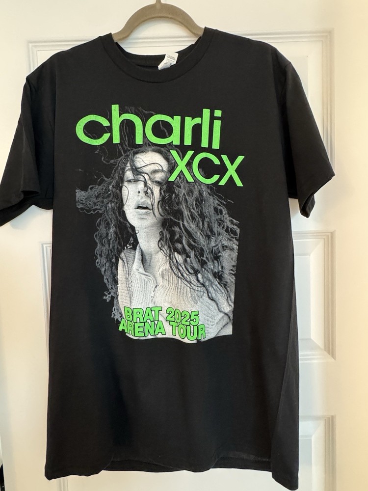 Charli XCX BRAT 2025 Arena Tour Double-Sided Graphic Tee Black L – Lyfe Ke