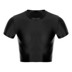Men Glossy Crop Tops Stretchy Casual Short Sleeve T-shirt Muscle Tops Sportwear