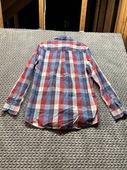 Chaps Easy Care Plaid Button Down Shirt Men’s M Red Blue Long Sleeve Cotton