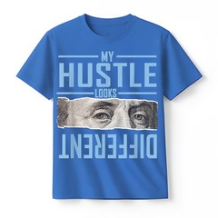 Blue My Hustle Look Different Blue Color Graphic T-Shirt