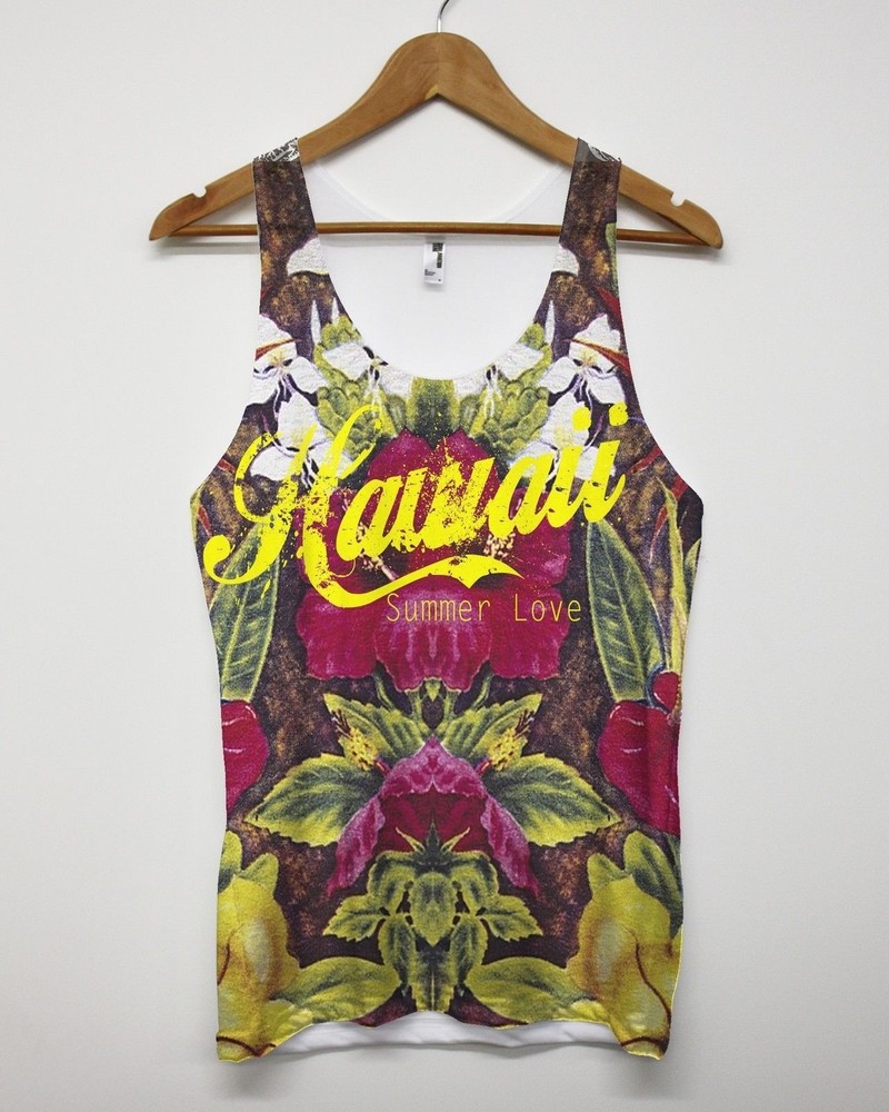 Hawaii Vest Tropical Flowers Summer Top Holiday Beach Man Woman Shop Surf