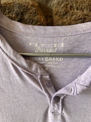 Lucky Brand Men’s Venice Burnout Henley Short Sleeve Purple Size Medium