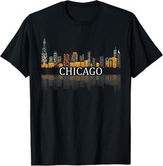 Chicago T Shirt Chicago City Skyline Lights At Night Gifts T-Shirt