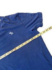 Abercrombie & Fitch VTG Sueded Crew Muscle T-Shirt Mens Large Blue Embroidered