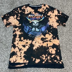 Rush Fly By Night Men T Shirt Largei Black Bleach Acid Wash Distressed Modern