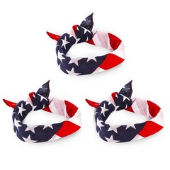 3 Pieces American Flag Bandana USA Flag Pattern Headband Kerchief Unisex Cowb…