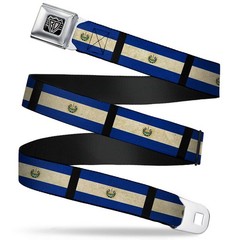 Seatbelt Belt – El Salvador Flag/Black – 1.0″ Wide – 20-36 Inches in Length