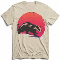 Badger Sunset Retro Wildlife Animal Nature Vintage Grunge t-shirt Outdoor Tee