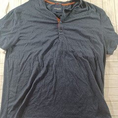 Jachs New York Chelsea Henley Mens XL Short Sleeve Button Shirt Gray Blue 13082