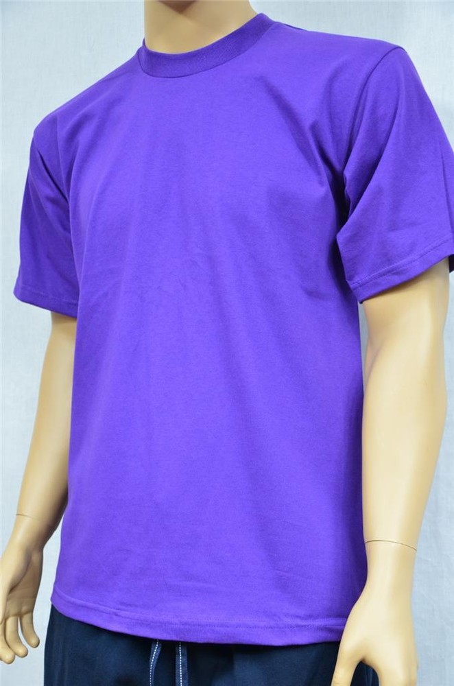 2 NEW PROCLUB S-5XLT HEAVY WEIGHT T-SHIRTS PURPLE PLAIN TEE PRO CLUB BLANK