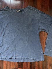 Double RL RRL Ralph Lauren Waffle Knit Long Sleeve Tee Blue Heather X-LARGE
