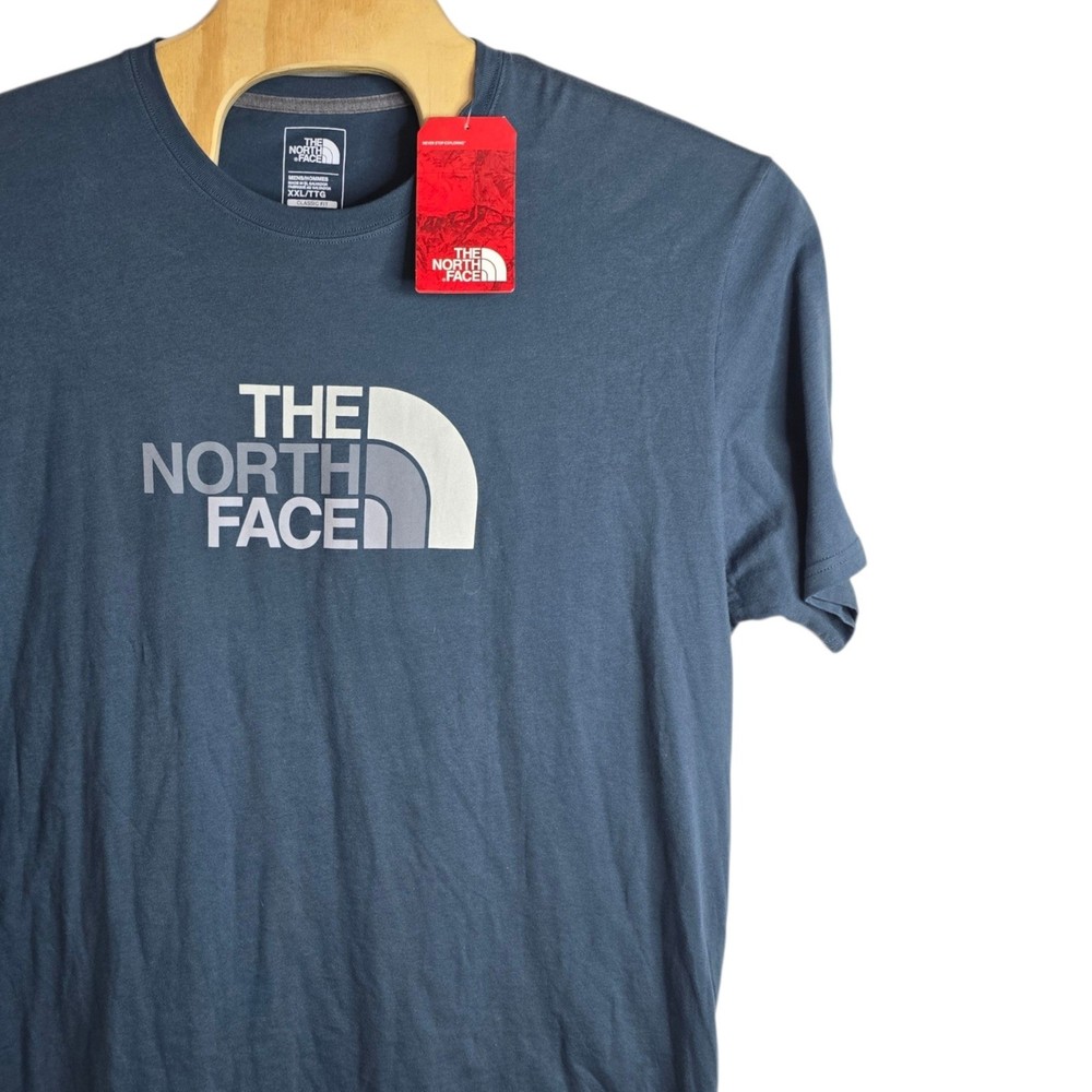 The North Face Mens XXL Blue Graphic Logo Classic Fit Cotton T-Shirt NWT