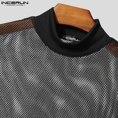 Camiseta Verano Malla Manga Corta Transparente Hueco Oversize Hombre