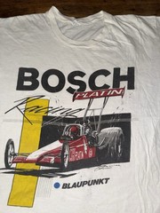 Vintage Bosch Racing T-Shirt Size M White 80s Platin Car Graphic Single Stitch