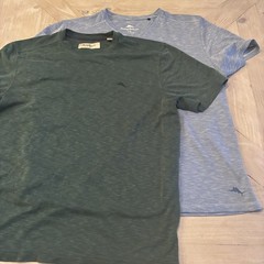 Tommy Bahama Men’s Lot of 2 Solid Knit T-Shirts L/G Blue V-Neck Green Crew