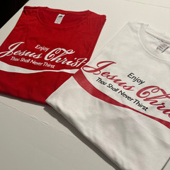 Jesus Christ Enjoy Christian T-Shirt Thou Shall Never Thirst Cola vintage Jesus