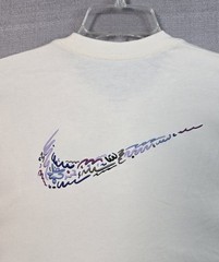 NIKE Max90 T-Shirt Medium Mens Off White Purple Crewneck Long Sleeve Swoosh Logo
