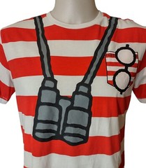 Where’s Waldo Mens Adult Unisex Medium Striped Costume Shirt Cotton/Polyester