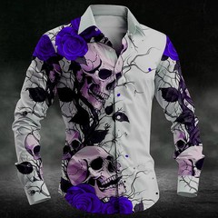 Button Down Shirt Men Fashion European Casual Hawaiian Men’s Shirt Flower Shirt