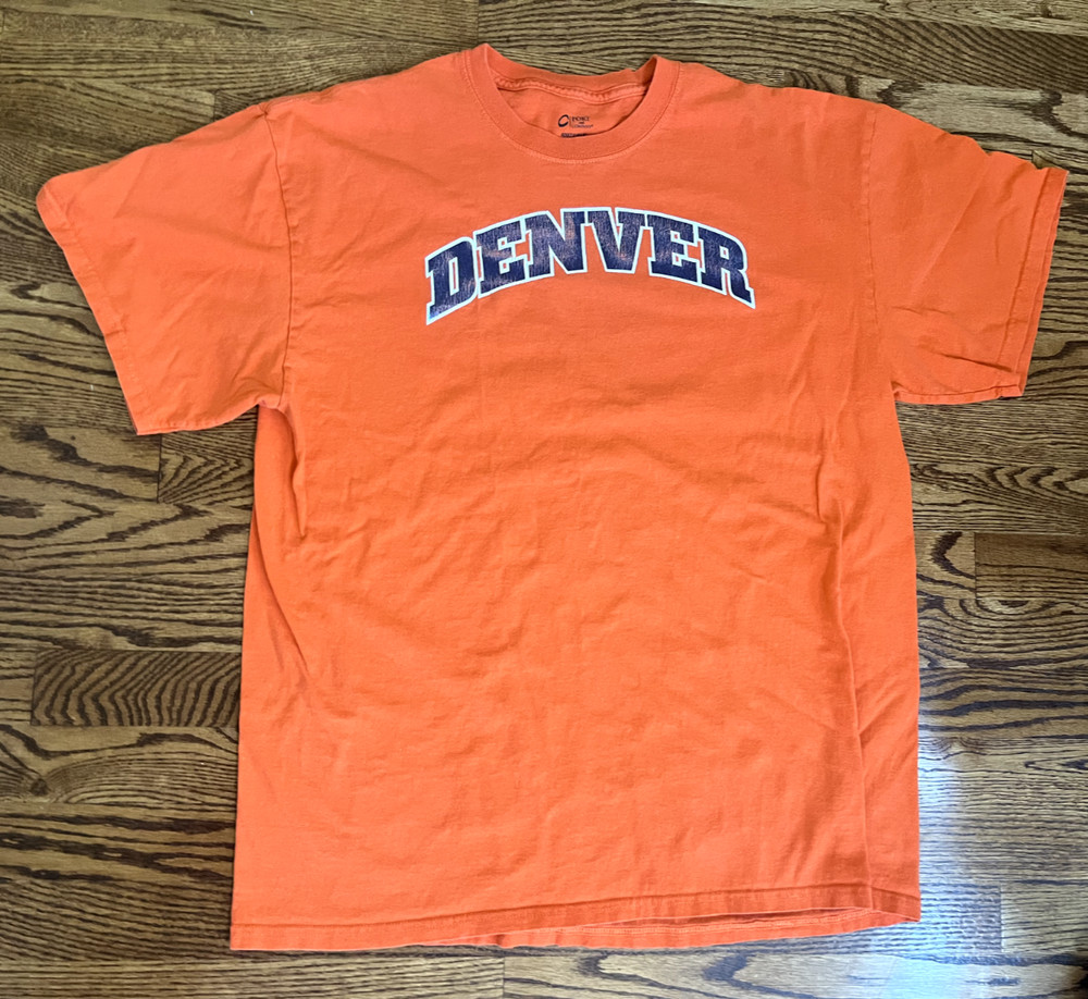 Denver Broncos Mens T Shirt Size XL Orange Port and Company 100% Cotton NFL