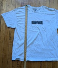 Jesus Loves You Shirt Size XL White Box Logo Crew Neck Short Sleeves Cotton