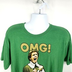 Christmas Elf Movie Adult Will Ferrell Buddy T-Shirt Size XL Green OMG! SANTA!