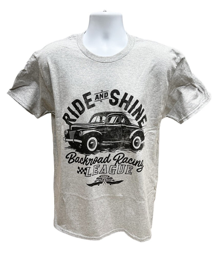 Moonshine Ride & Shine Backyard Racing League Nascar Gray T-Shirt