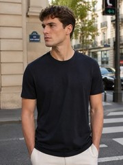 Michael Kors Mens Textured Fabric Crew Neck Short Sleeve T Shirt Black M Embroid