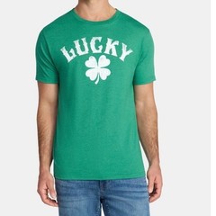 Way to Celebrate Mens St Patricks Day Lucky Shamrock Green Graphic T-Shirt NWT L
