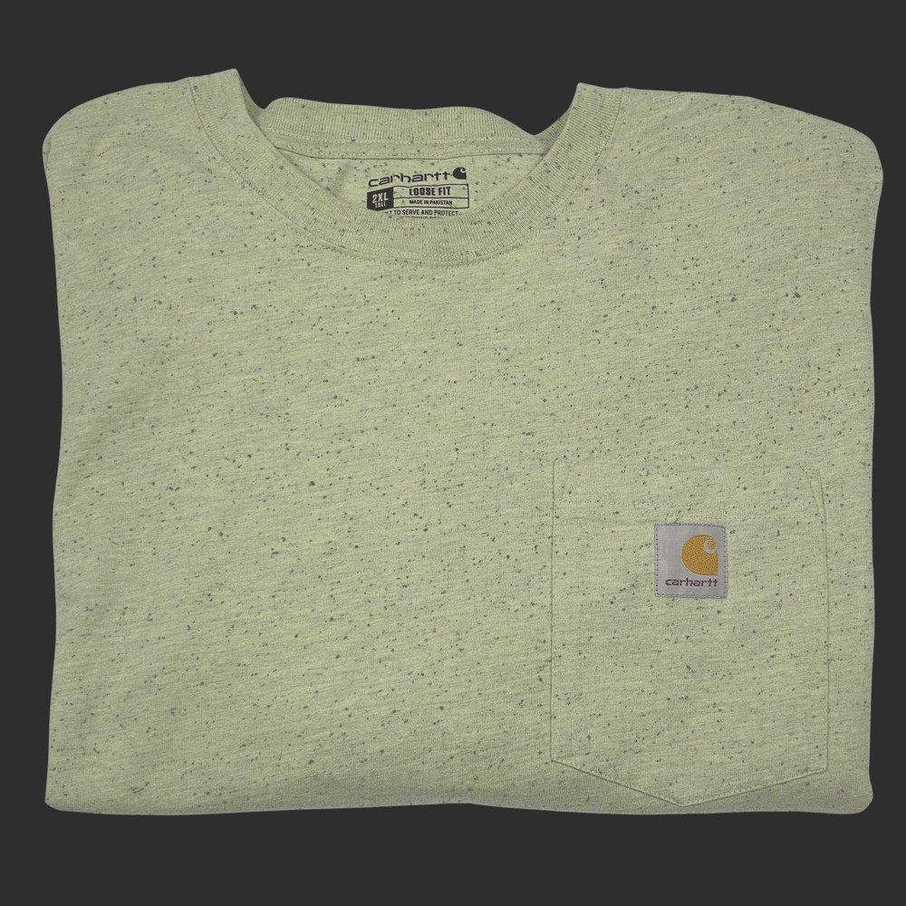 Carhartt Men’s Size 2XL Tall K87 Loose Fit Pocket Tee Lime Green Heather Nep