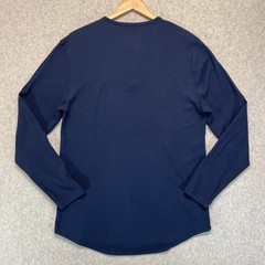 BYLT Mens Henley Shirt Tee Top Drop Cut Long Sleeve Navy Blue Outdoor Size M