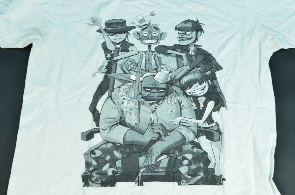 Gorillaz Rap Hip Hop Band Cartoon Shirt White Double Sided Medium