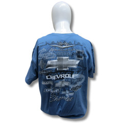 Joe Blow T’s Chevrolet All Over Logo Print Indigo Cotton Preshrunk T-Shirt
