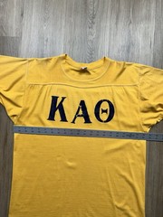 60s VINTAGE Kappa Alpha Theta Fraternity Yellow Cotton Jersey Shirt Size Medium