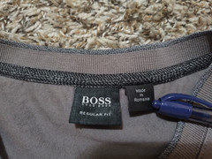 Hugo Boss T Shirt Mens XL Gray Solid Long Sleeve V Neck Pullover Cotton