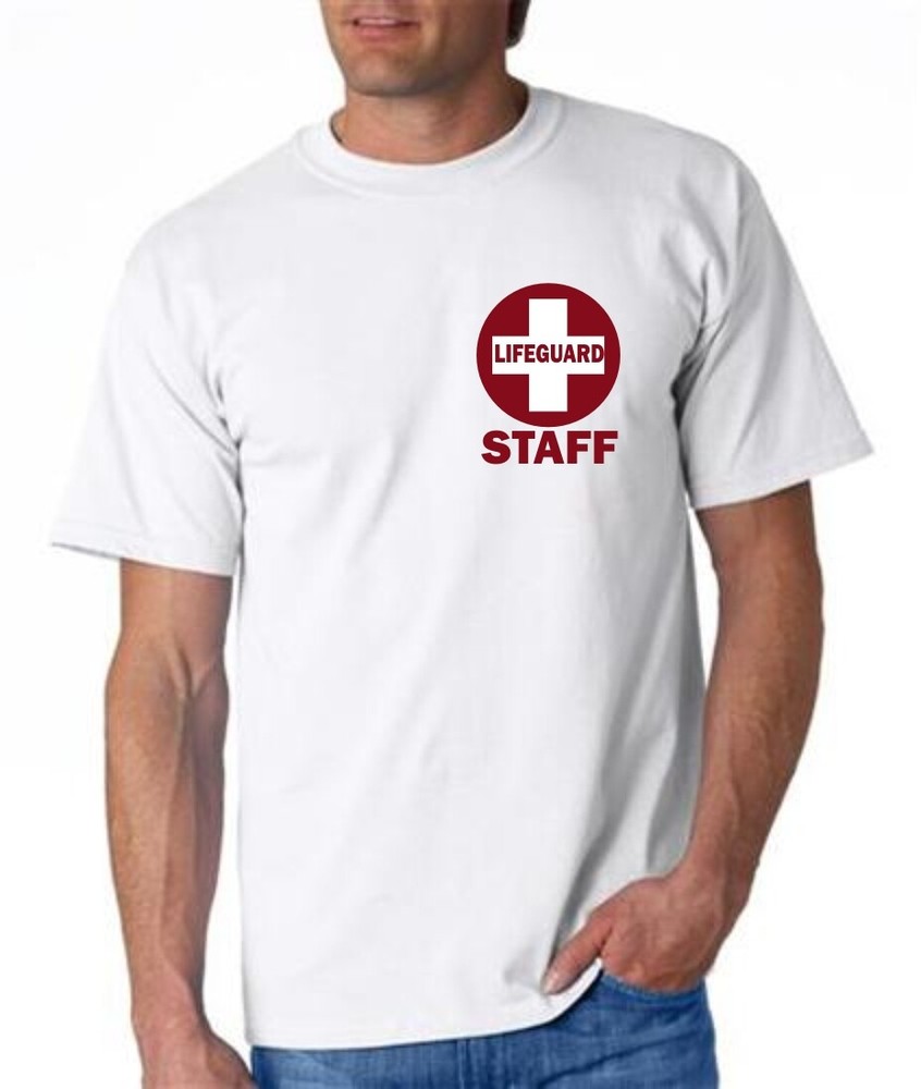LIFEGUARD Shirt RED PRINT T-Shirt CREST with Circle STAFF FREE SHIPPING NEW