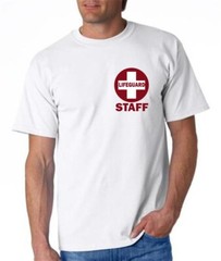 LIFEGUARD Shirt RED PRINT T-Shirt CREST with Circle STAFF FREE SHIPPING NEW