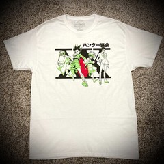 HUNTER x HUNTER T-SHIRT white anime manga japanese letters kanji ADULT L XL 2XL