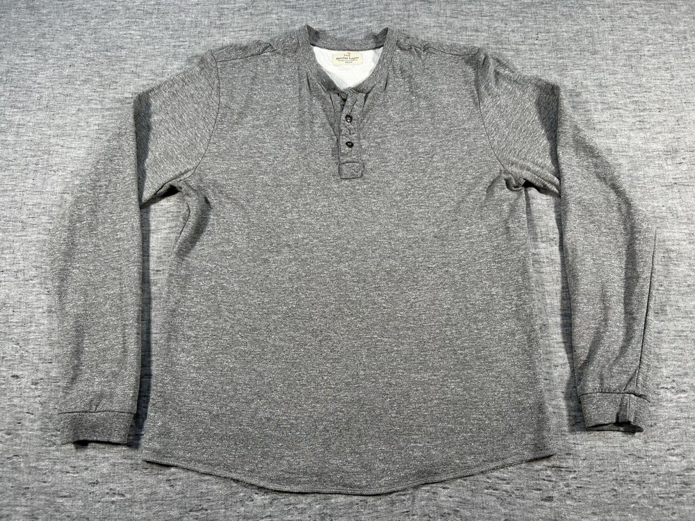 Marine Layer Henley Shirt Mens Medium Grey Stretch Long Sleeve Casual Pullover